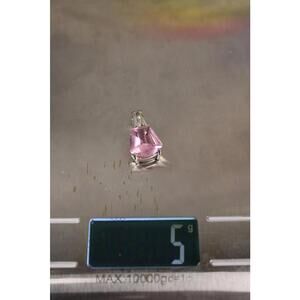 Sterling Silver 925 Necklace Pendant Charm W/ Pink Rhinestone 5g